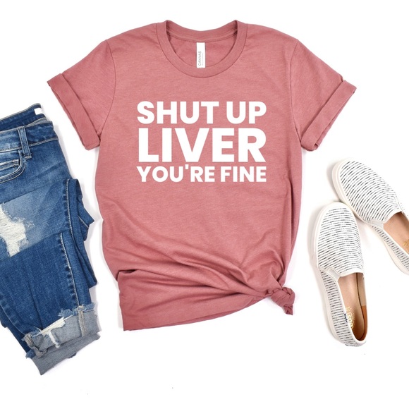 Bella Canvas Tops - Drinking Liver - Htr Clay T-shirt, Graphic Tee